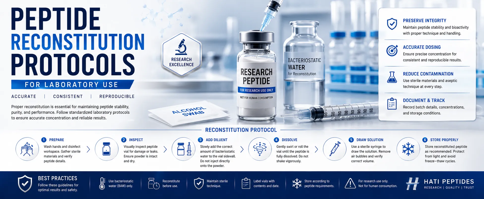 Peptide Reconstitution Protocols for Laboratory Use